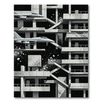 Monochromatic Brutalist Jet Abstract Rug