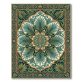 Elegant Emerald Tropical Botanical Medallion Rug