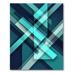 Modern Teal Geometric Angular Lines Rug