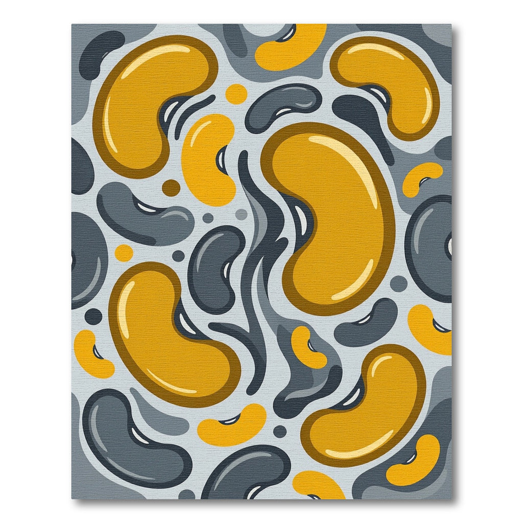 Abstract Yellow Bean Shape Composition Rug
