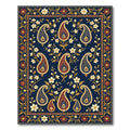 Indigo Paisley Floral Border Rug