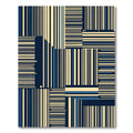 Modern Navy and Cream Vertical Striped Abstract Rug