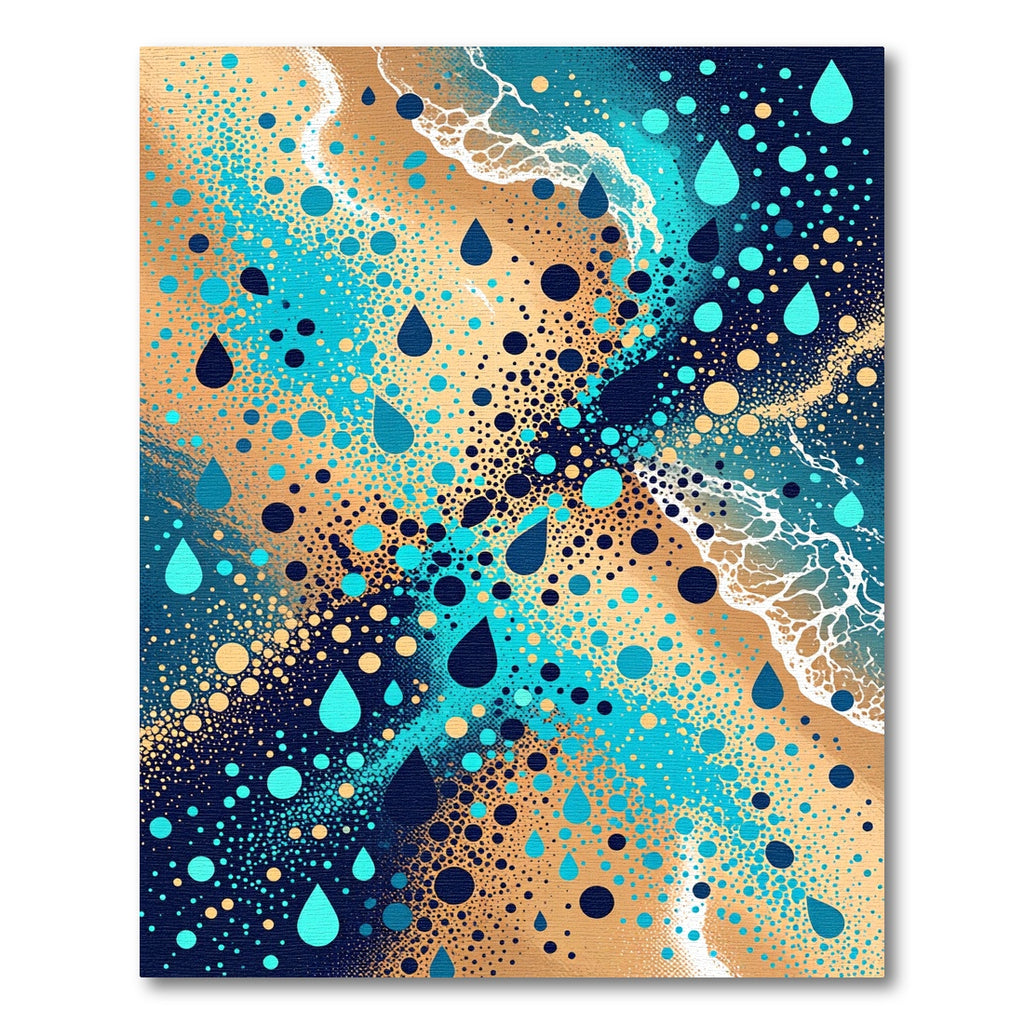 Abstract Teal Water Droplet Ocean Wave Rug