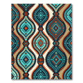 Teal Orange Geometric Abstract Medallion Rug