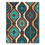 Teal Orange Geometric Abstract Medallion Rug