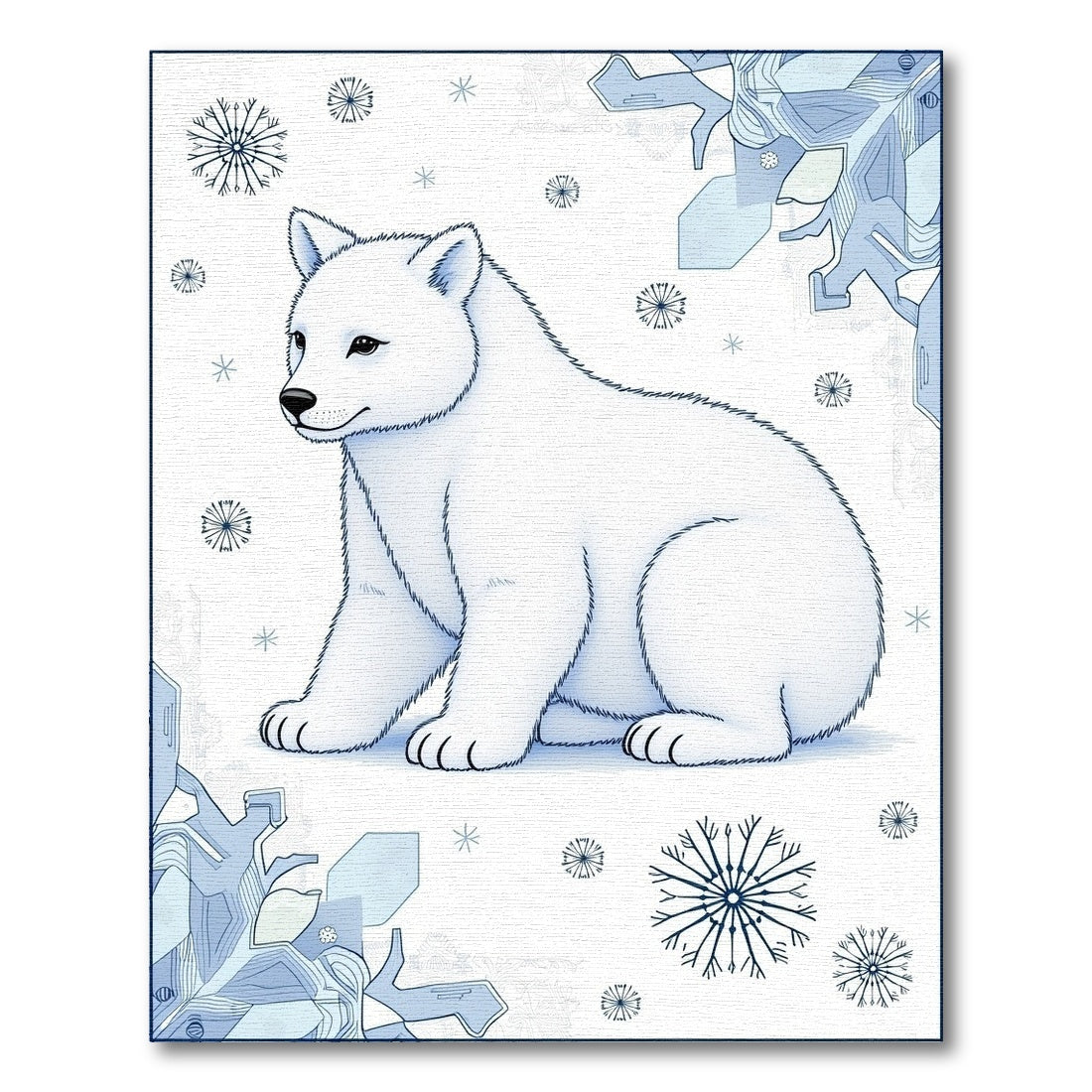 Cute White Bear Snowflakes Rug