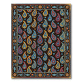 Dark Blue Paisley Floral Artisan Tapestry Rug