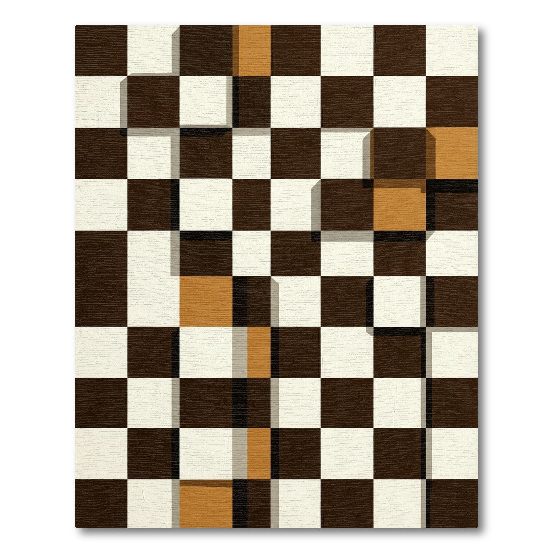 Modern Geometric Checkered Amber Earth Rug