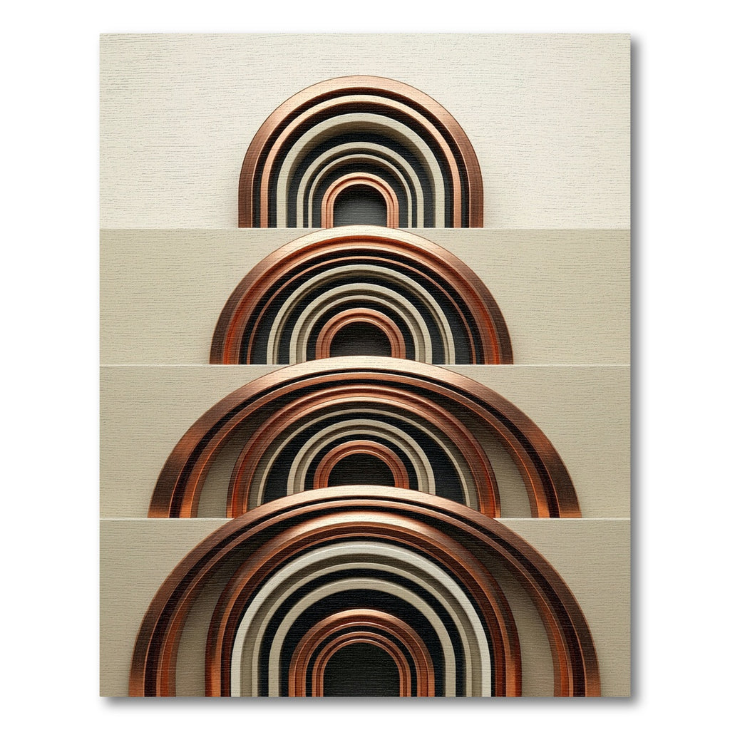 Copper Metallic Arched Linear Abstract Rug