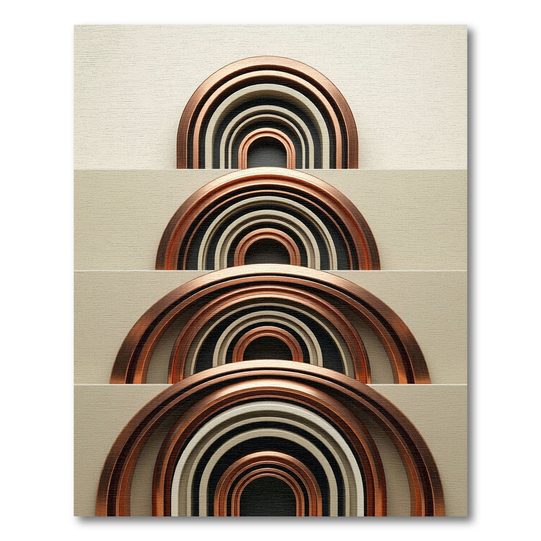 Copper Metallic Arched Linear Abstract Rug