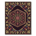 Ornate Hexagonal Crimson Gold Floral Medallion Rug