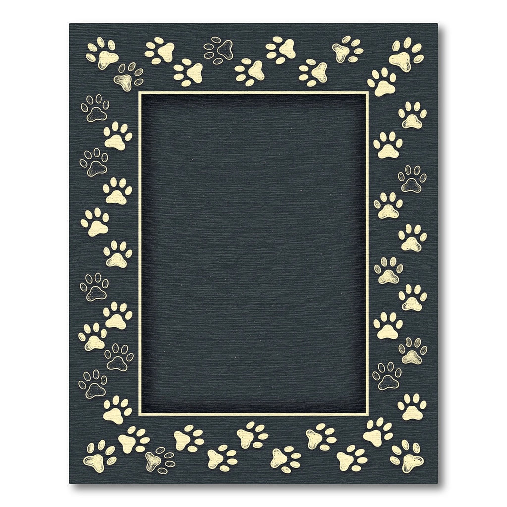 Minimalist Charcoal Animal Paw Border Rug