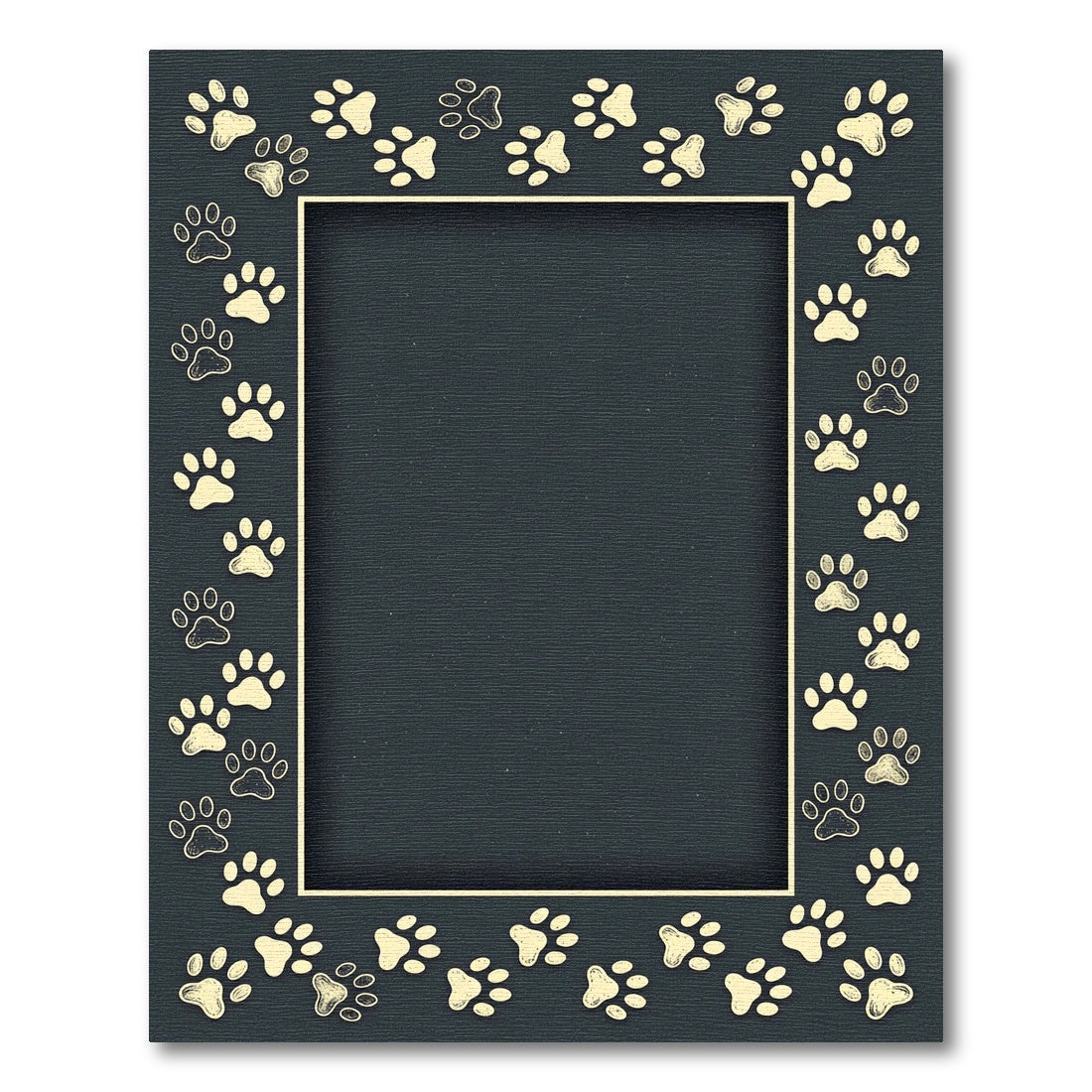 Minimalist Charcoal Animal Paw Border Rug