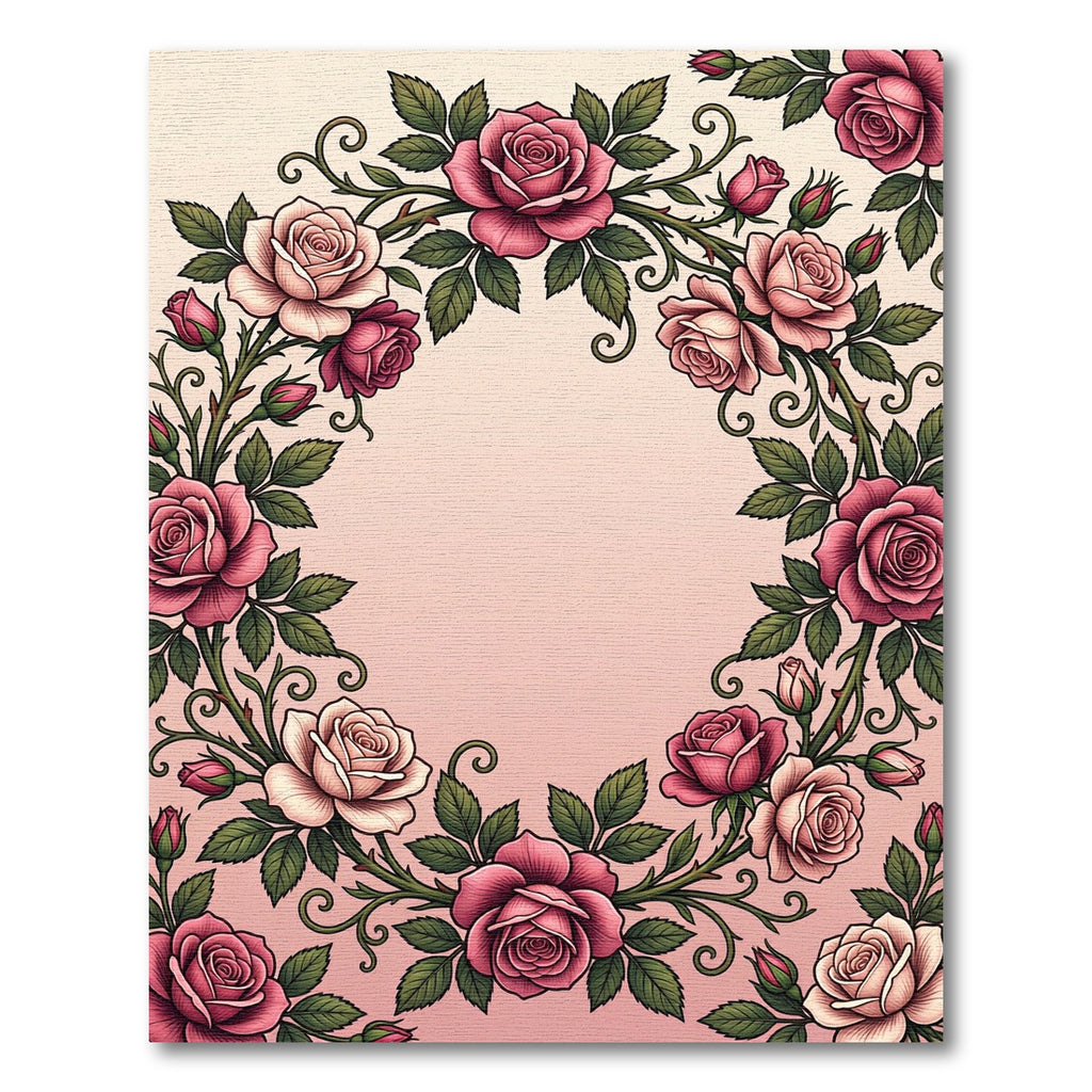 Vintage Pink Rose Garland Border Rug
