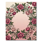 Vintage Pink Rose Garland Border Rug