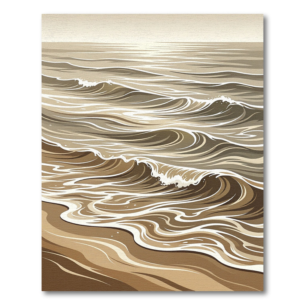 Sandy Brown Abstract Ocean Waves Rug