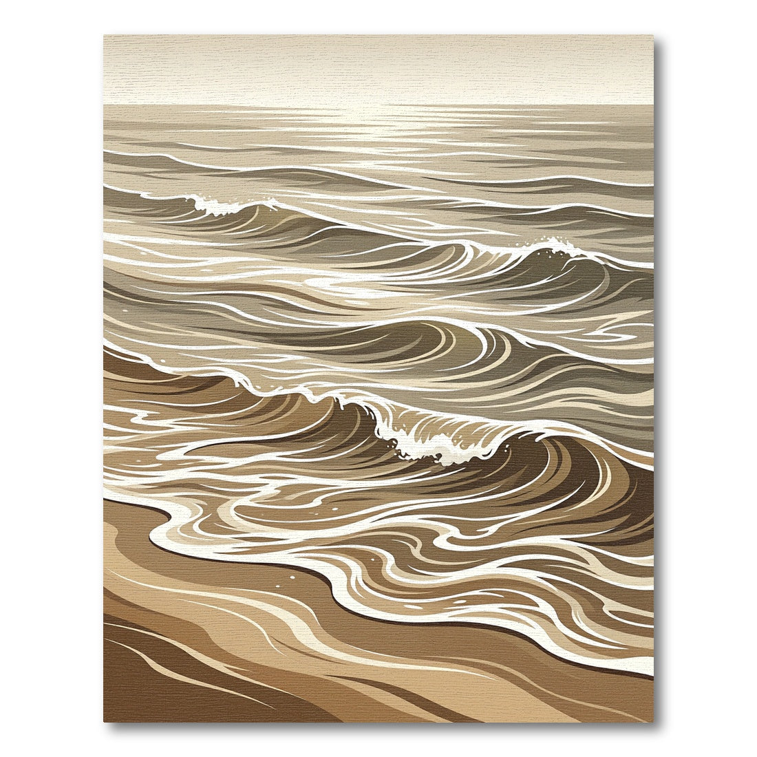 Sandy Brown Abstract Ocean Waves Rug