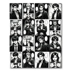 Monochromatic Manga Panel Action Grid Rug