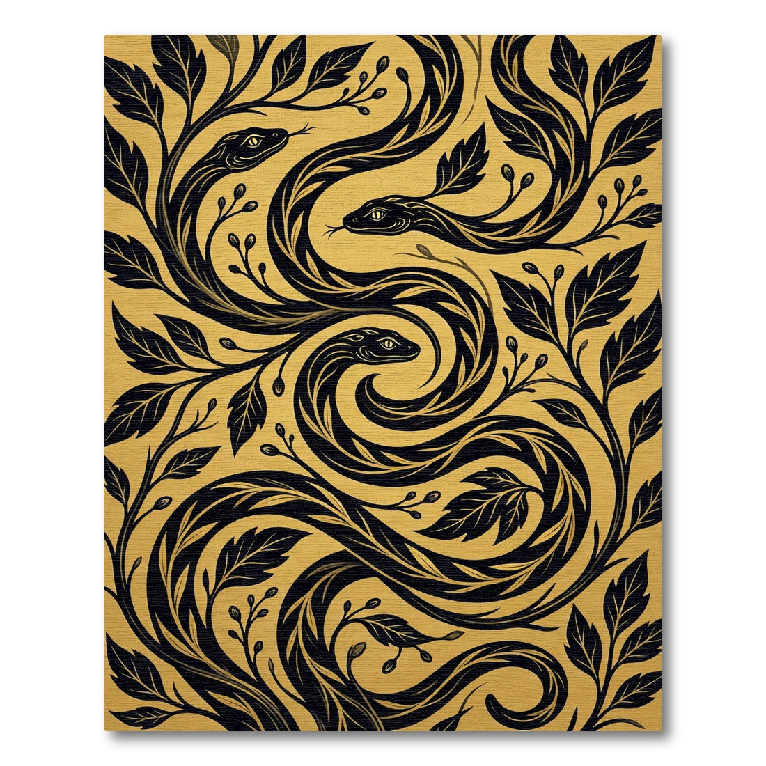 Golden Serpent Floral Swirl Rug