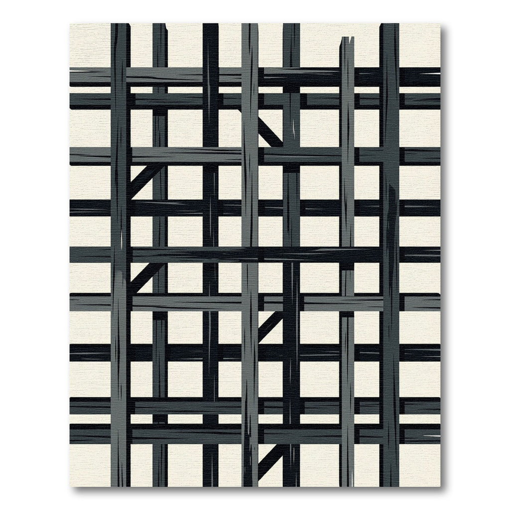 Dark Gray Intersecting Timber Grid Rug
