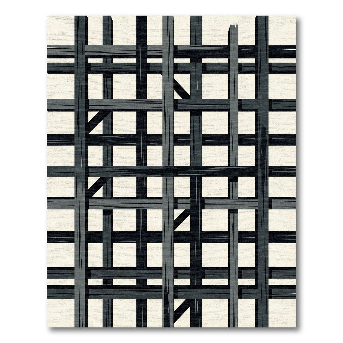 Dark Gray Intersecting Timber Grid Rug