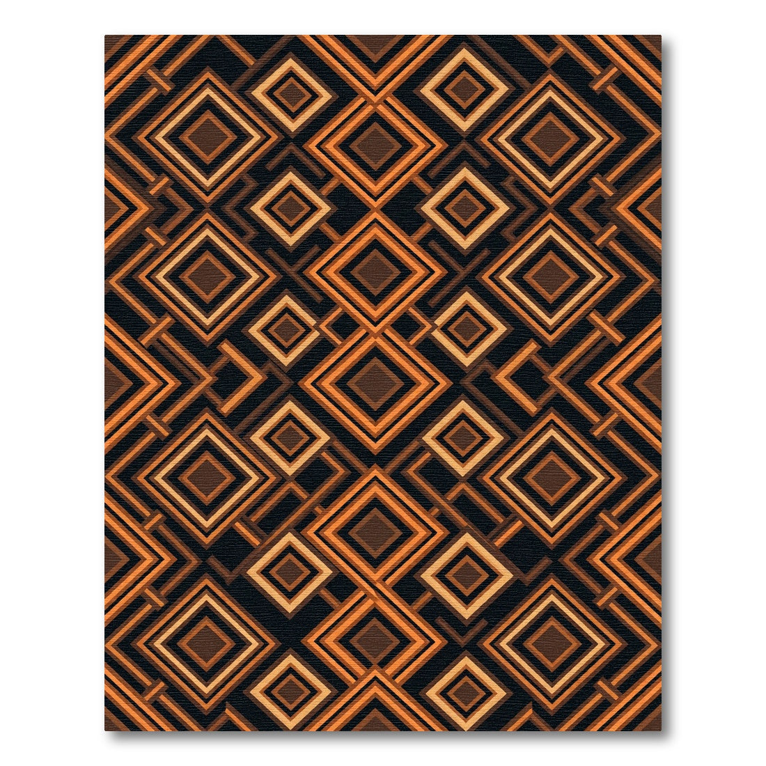 Earthy Brown Geometric Diamond Layering Rug