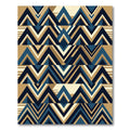 Geometric Blue and Gold Chevron Zigzag Rug