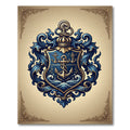 Elegant Navy Blue Nautical Anchor Crest Rug