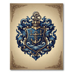 Elegant Navy Blue Nautical Anchor Crest Rug