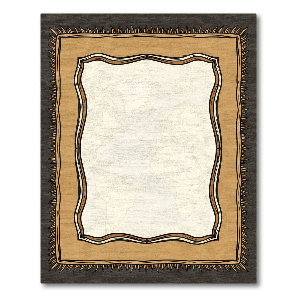 Vintage World Map Textured Border Rug