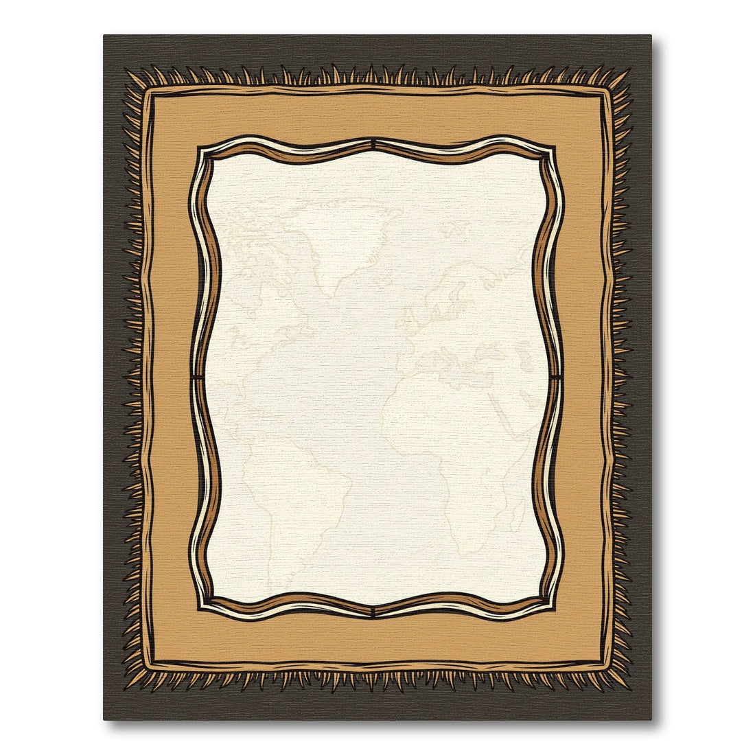 Vintage World Map Textured Border Rug