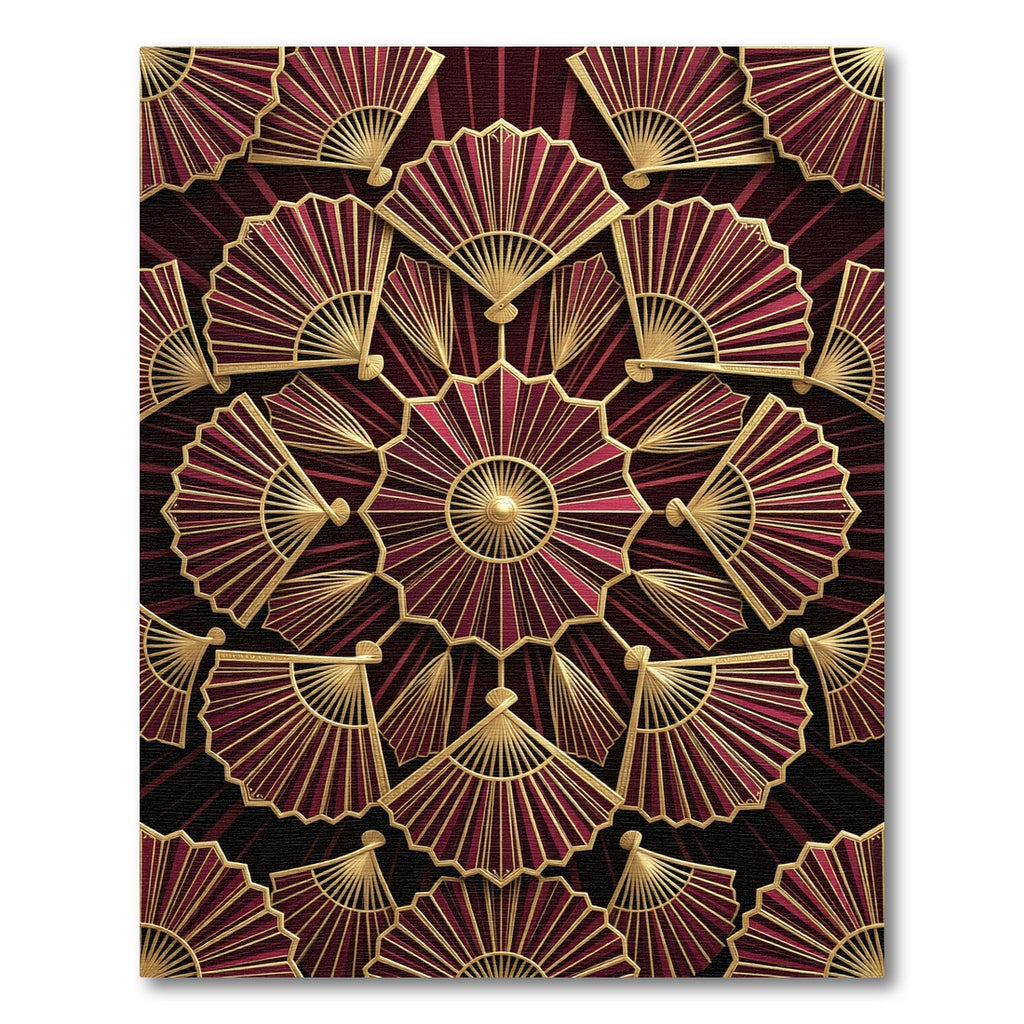 Art Deco Fan Geometric Medallion Rug