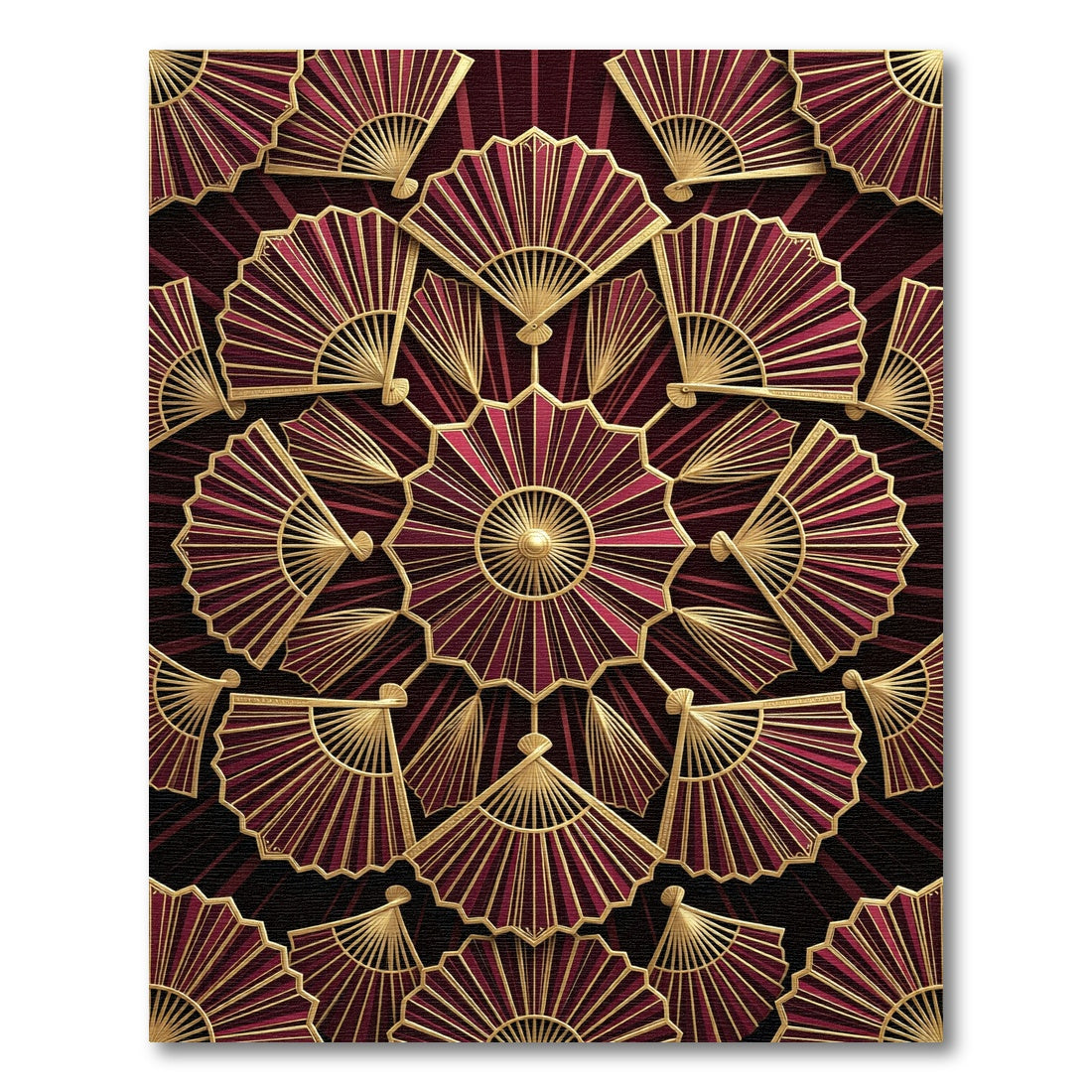 Art Deco Fan Geometric Medallion Rug