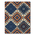 Geometric Navy and Copper Tribal Diamond Rug