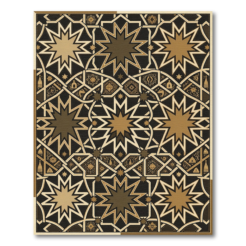 Golden Star Arabesque Geometric Rug