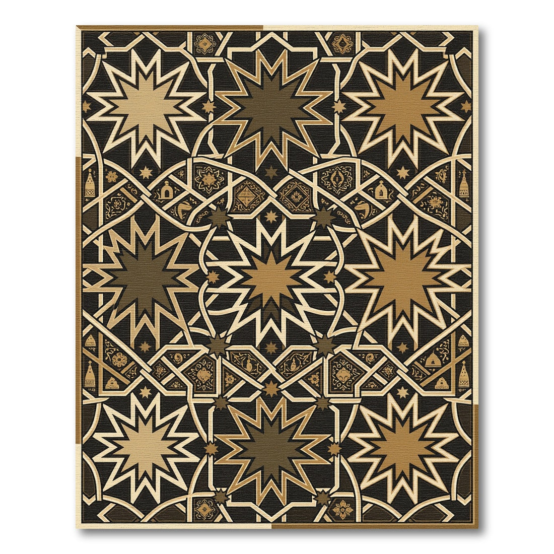 Golden Star Arabesque Geometric Rug