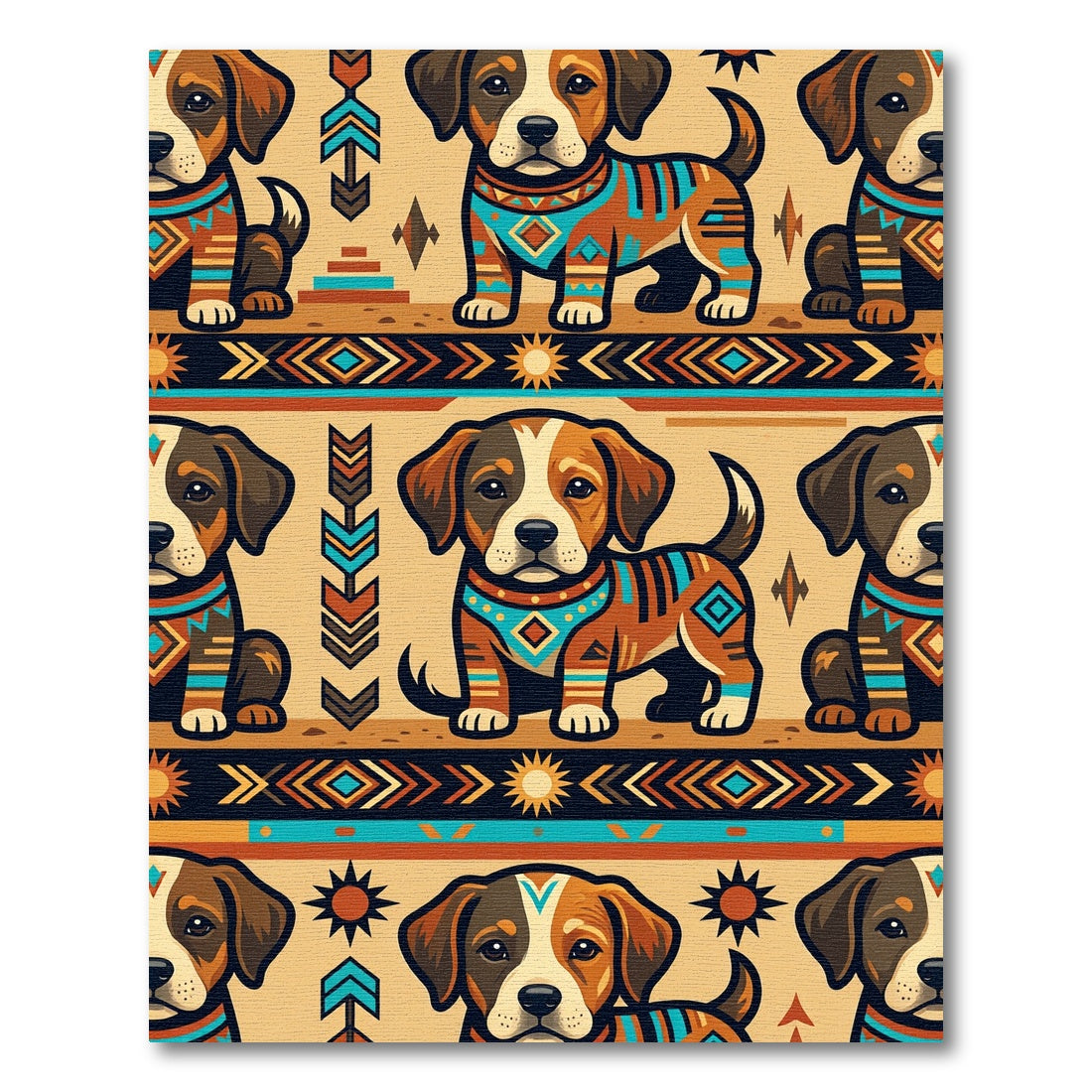 Playful Puppy Southwestern Geometric Earthy Rug