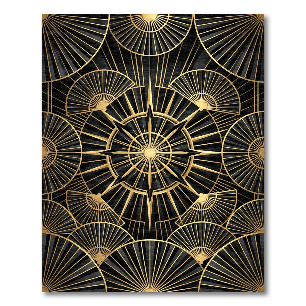 Art Deco Gold Radiant Fan Rug