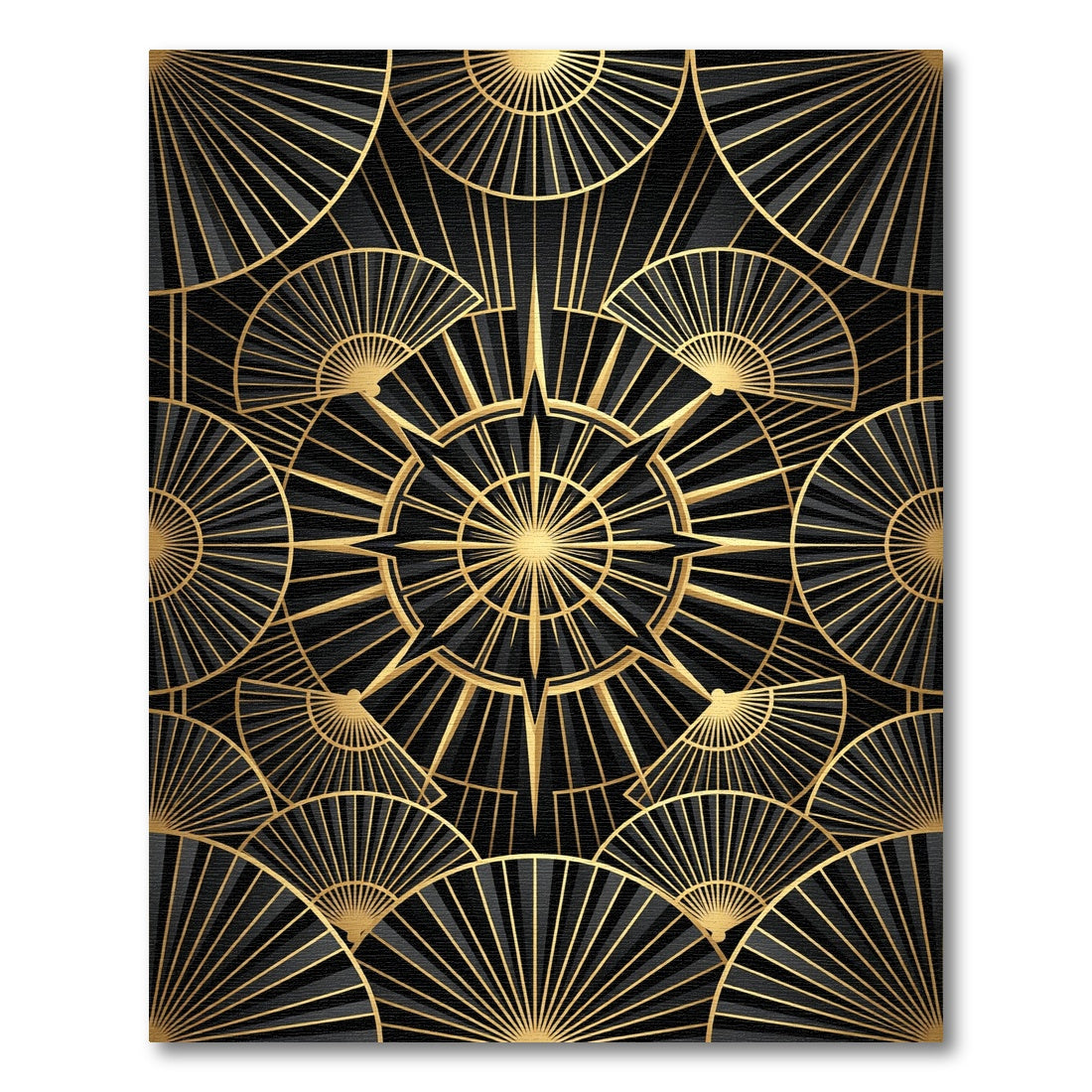 Art Deco Gold Radiant Fan Rug