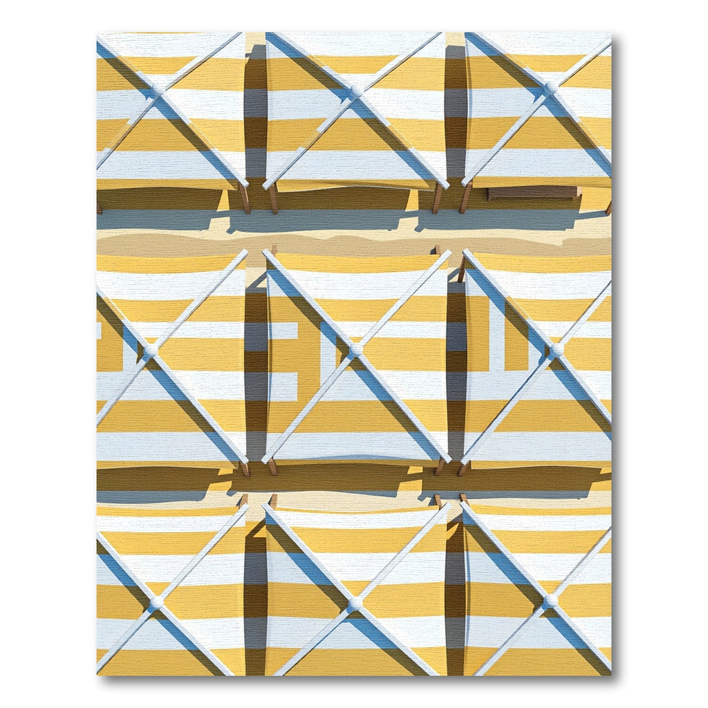 Golden Yellow Striped Geometric Canopy Rug