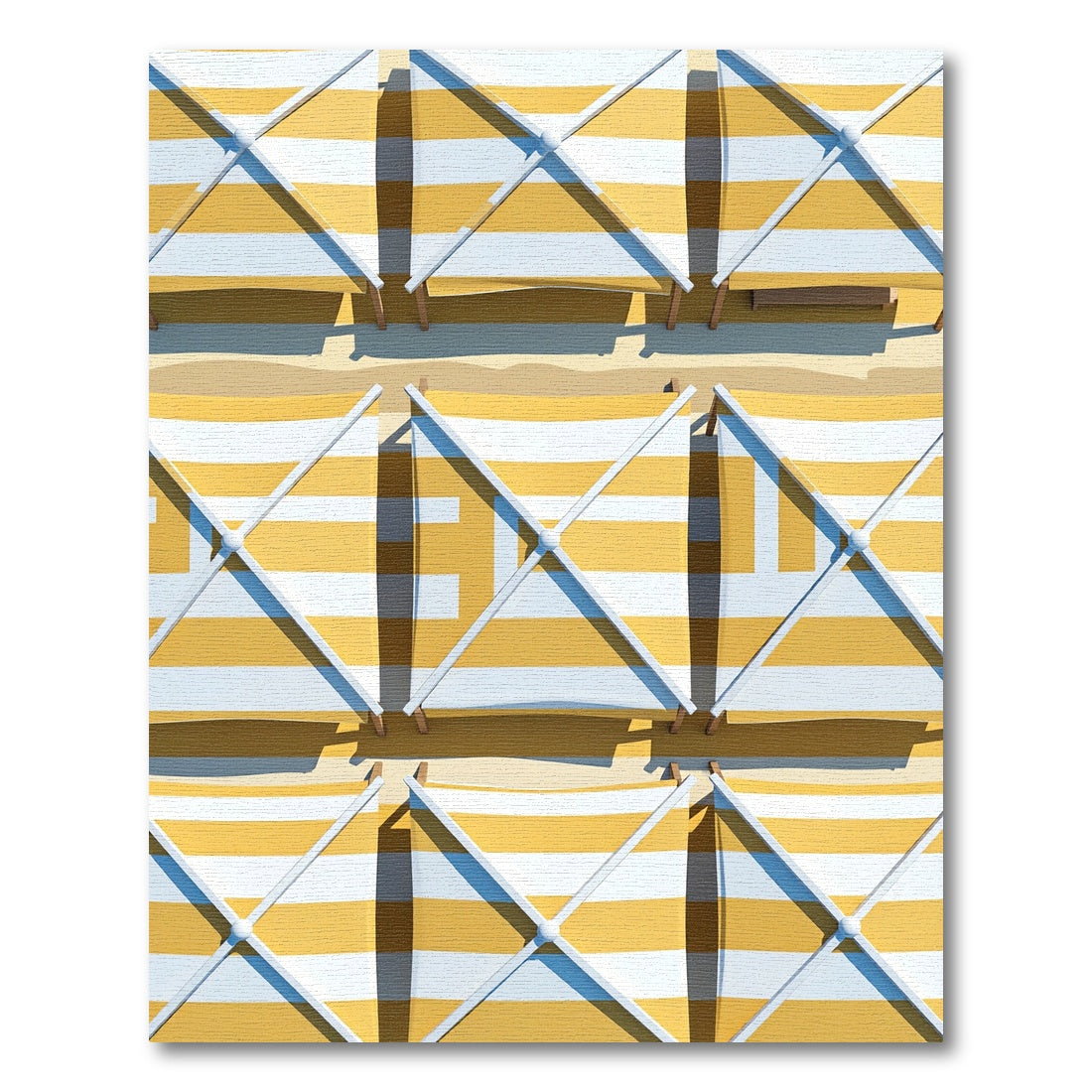 Golden Yellow Striped Geometric Canopy Rug