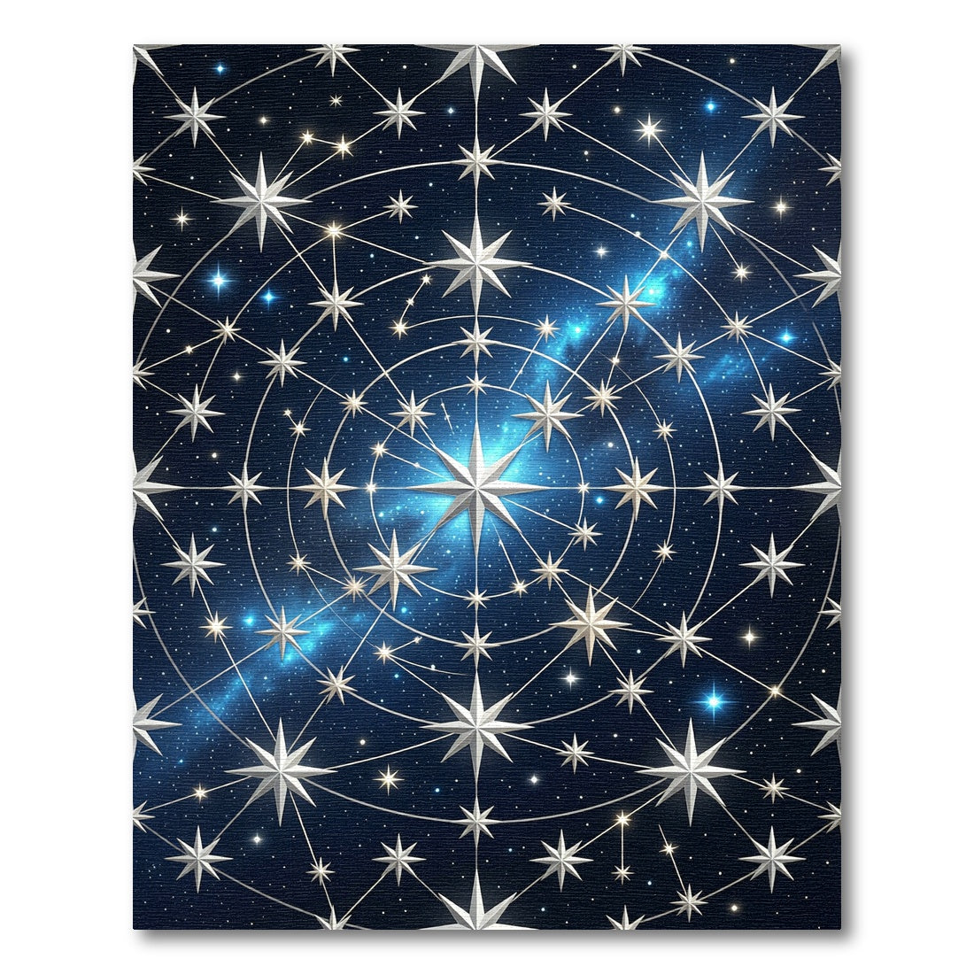 Celestial Silver Starry Midnight Sky Rug