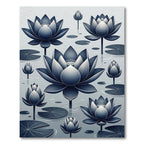 Serene Indigo Lotus Botanical Art Rug