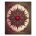 Elegant Crimson Ornate Sunburst Medallion Rug