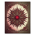 Elegant Crimson Ornate Sunburst Medallion Rug