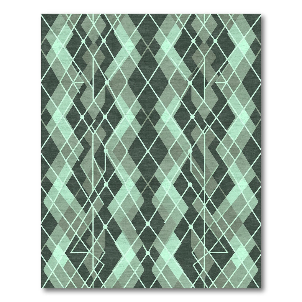 Teal Geometric Diamond Interlocking Pattern Rug