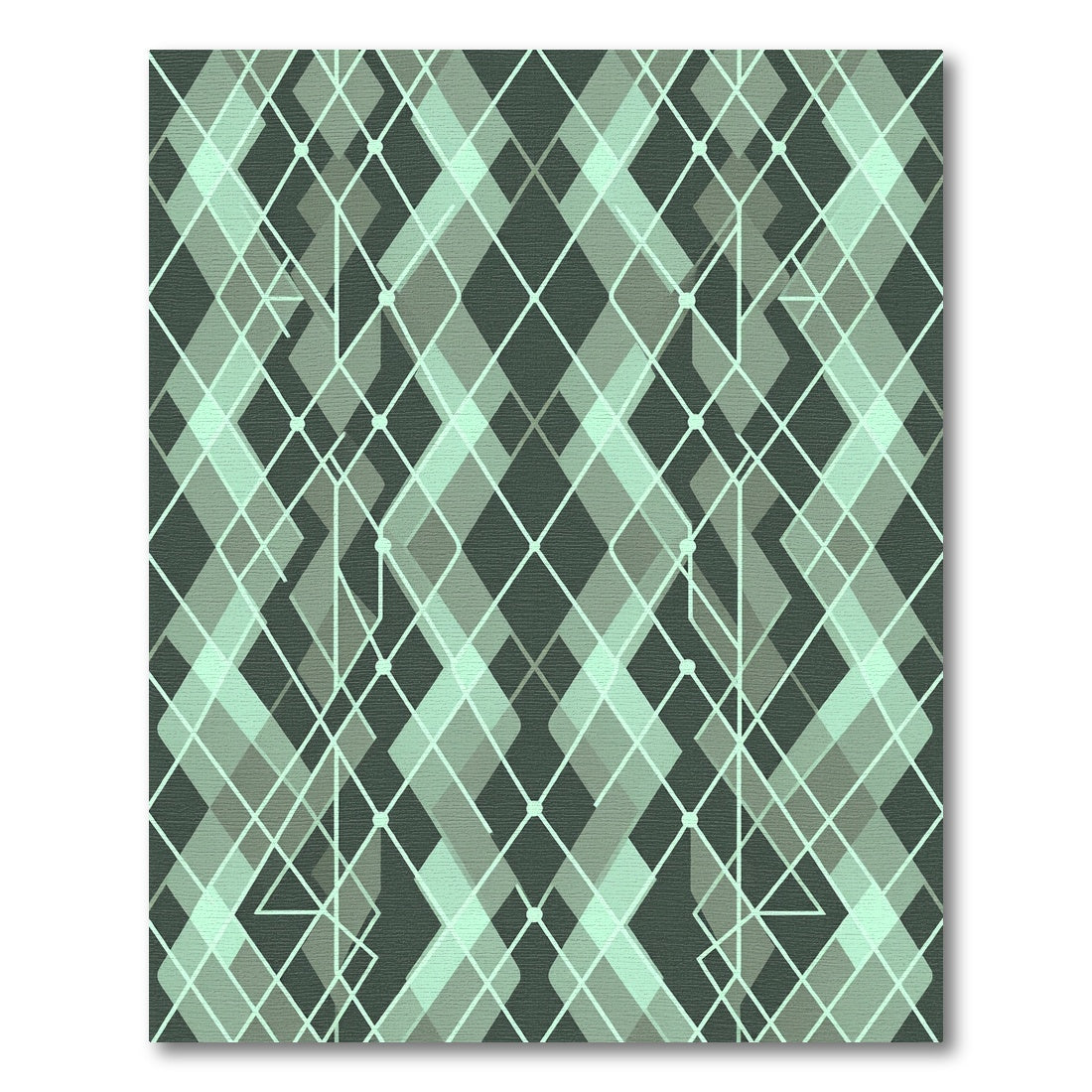 Teal Geometric Diamond Interlocking Pattern Rug