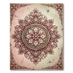 Vintage Dusty Rose Floral Medallion Rug