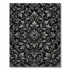 Ornate Monochrome Baroque Floral Swirl Rug