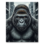 Intense Silverback Gorilla Cinematic Portrait Rug